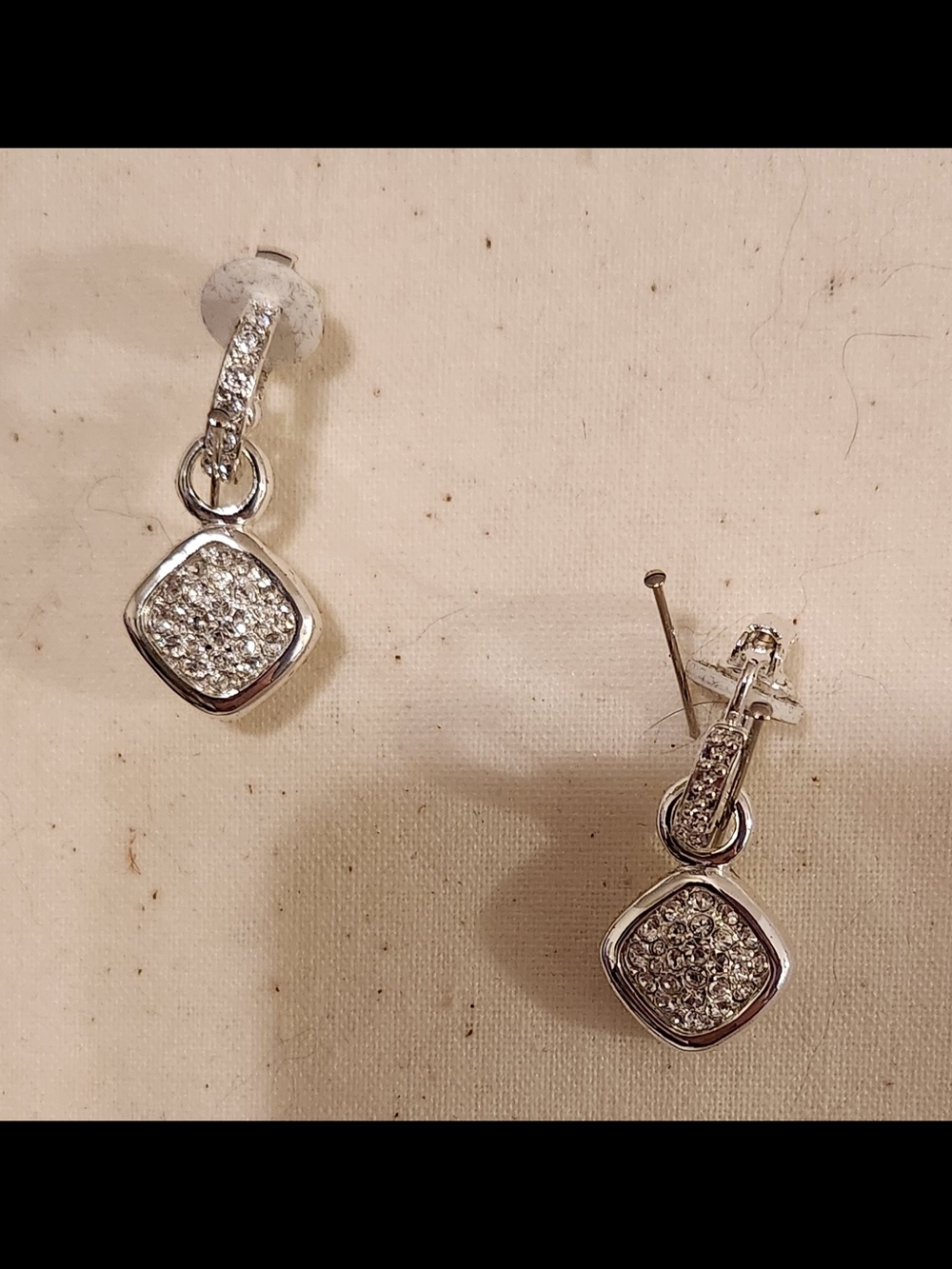 Joan Rivers Silver Tone Pavé Drop Square Earrings - Women Jewelry